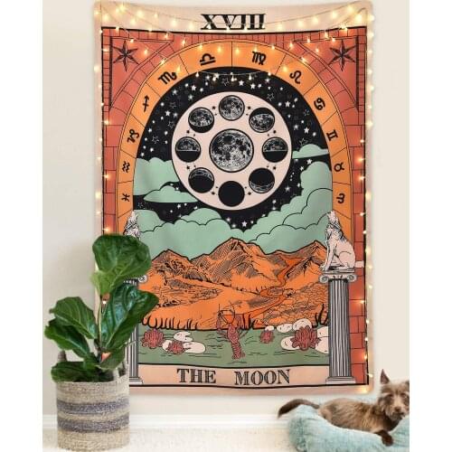 The Sun Star Moon Tapestry Wall Hanging Witchcraft Colorful Tarot Divination Tapestry For Bedroom Decor Astrology Wall Tapestry
