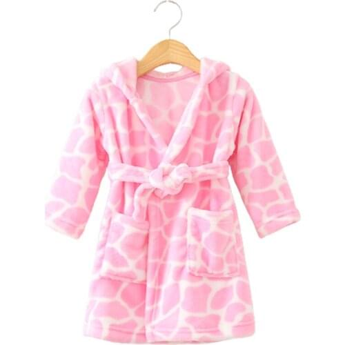 Baby Girls Boys Robes Hooded Children Bathrobes Kids Cartoons Bath Robe Flannel For Boys Girls Pyjamas Nightgown Kids Sleepwear