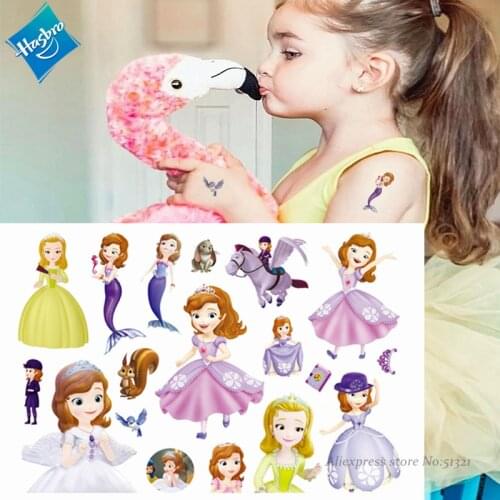 Hasbro Princess Sophia Children Cartoon Temporary Tattoo Sticker For Girl Cartoon Tattoo Toy Funny Birthday Party Gril Gift