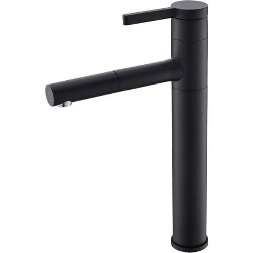 Chrome-plated black basin faucet, bathroom bathroom hot and cold faucet, high above counter basin faucet