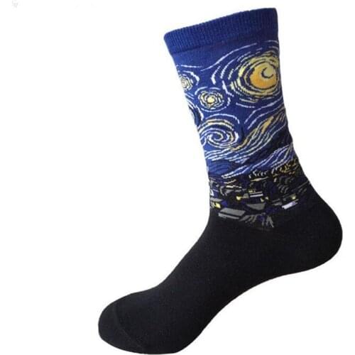 INDJXND Autumn Winter Funny Socks Retro Men Women New Art Van Gogh Mural World Famous Oil Painting Series Cartoon Dropshipping