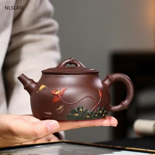 Yixing Upscale tea pot Purple Clay filter Teapots beauty kettle Raw ore Purple mud Handmade Tea set authentic Tie Guanyin 320ml
