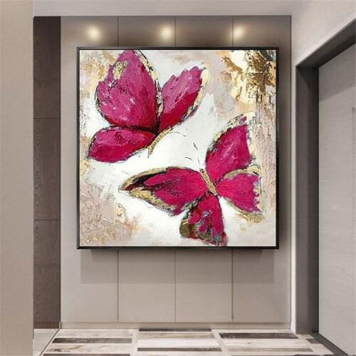 Artist original High quality modern handmade painting purple butterfly oil painting on canvas pictures for living room decor art