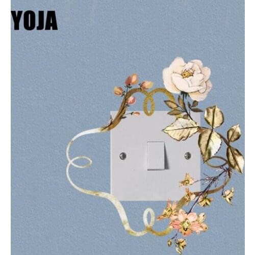YOJA Home Decorative Rose Flowers Plant Ring Fashion Design Switch Sticker Wall Decal PVC 13SS0071