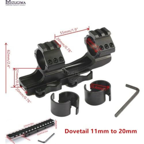 Scope Mount HeavyDuty 25.4mm 1inch /30mm Rings Quick Release Cantilever Forward Reach Weaver 11mm to 20mm Adapter Picatinny Rail