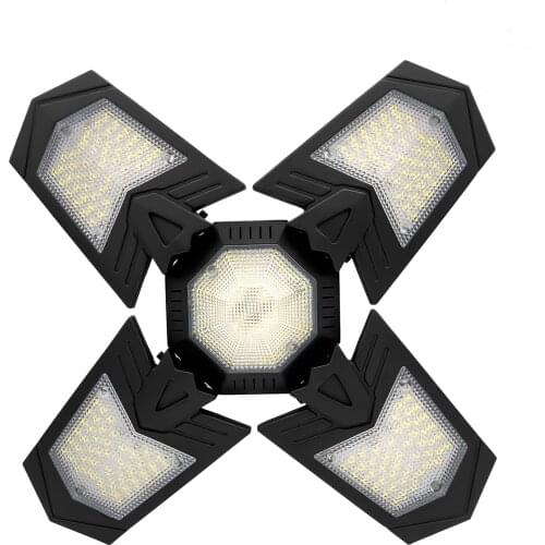 4 Blade LED Garage Light 100W 85-265V E26 E27 6000-6500K Cool White Folding Bright Warehouse Lamp Bulb For Home Stadiums Offices