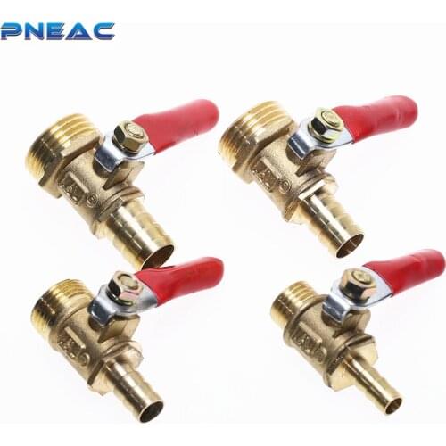 Pneac Brass Ball Valve 4-12mm Hose Barb 1/8'' 1/2'' 1/4'' Male Thread Connector Joint Pipe Fitting Coupler Adapter