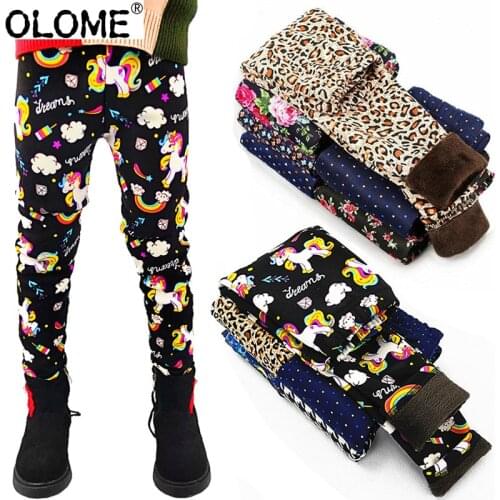 OLOME Winter Girls Leggings Floral Tight Children Pants Fashion Baby Girl Trousers Houndstooth Long Pants for Kids