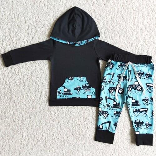 Hot Sale Kids Designer Clothes Boys Hoodies Sets Fashion Boys Clothing Sets Car Wholesale Kids Boys Boutique Clothing Hoodie Set