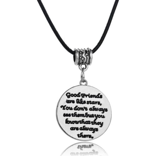 Best Friends Gift Friendship Necklaces Jewelry Good Friends Are Like Stars Pendant Leather Chain Necklace Women BFF Presents New