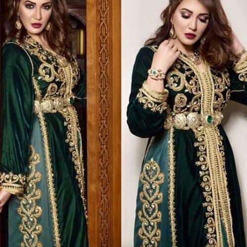 Moroccan Caftan Dresses Embroidery Appliques Long Evening Dresses Crystal Beading Arabic Muslim Party Gowns свадебное платье