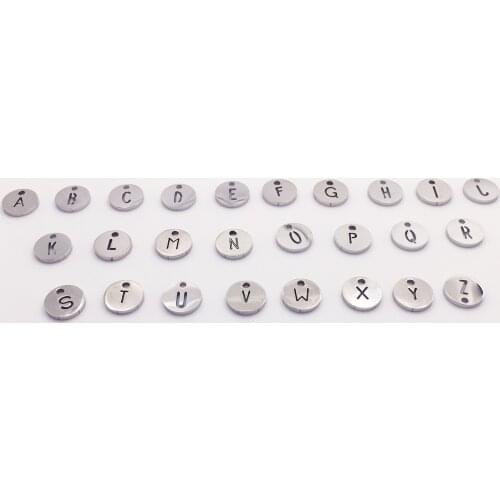 MYLONGINGCHARM 10mm A-Z Letters Cutout charms--26pcs 1set stainless steel Alphabet Pendant Charms Steel , Rosegold, Gold color