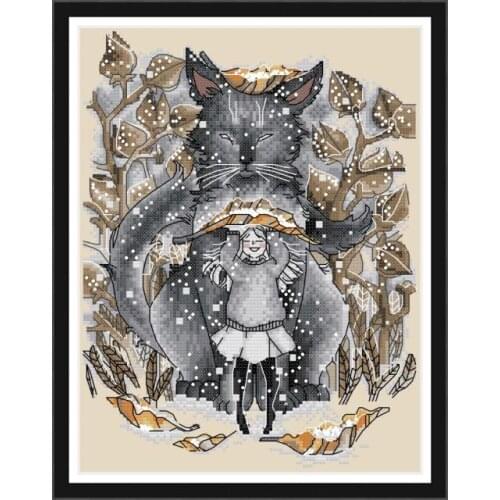 Winter call (fox) cross stitch kit aida 14ct 11ct count print canvas cross stitches needlework embroidery DIY handmade