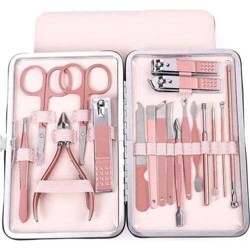 7/10/12/16/18 Pcs Rose Gold Stainless Steel Nail Clippers Set Portable Manicure Pedicure Scissor Travel Nail Toe Cutter Care