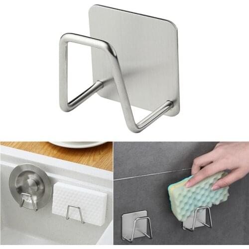 Stainless Steel Sponges Holder Kitchen Self Adhesive Sink Sponges Drain Drying Rack High Quality Kitchen Sink Storage Organizer