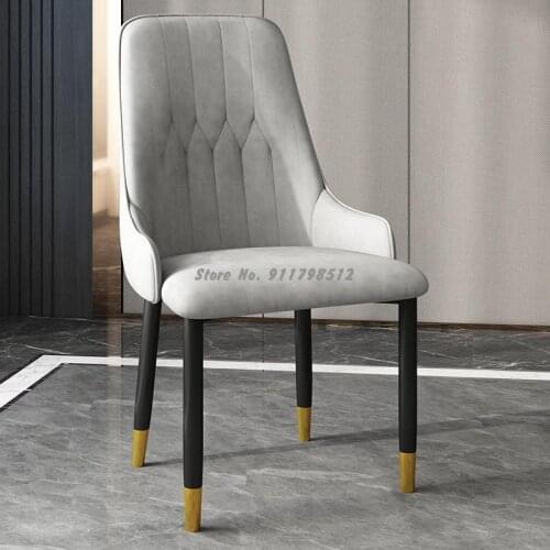 Dining chair home hotel upholstered leather chair modern minimalist stool backrest makeup chair restaurant nordic light luxury