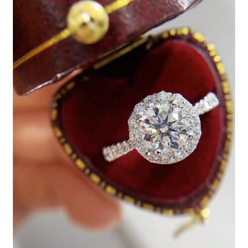 18k White Gold Real Natural Diamond Engagement Ring 1.00carat I color SI 2 with side real diamond 0.483carat Gift For Lady