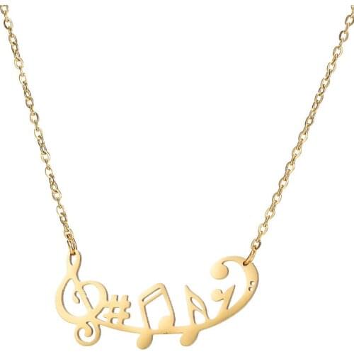 Oly2u Musical note necklace stainless steel pendant necklace cute Korean style necklace punk jewelry