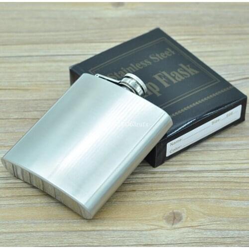 100pcs Stainless Steel Pocket Hip Flask 6 7 OZ Liquor Hip Flask Alcohol Whiskey Liquor Screw Cap Bottles