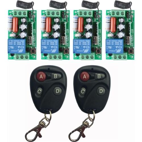 AC 220 V 1CH 10A Relay RF Wireless Remote Control Switch Wireless Light Switch ; 4PCS Receiver + 2PCS Transmitter