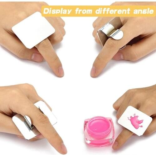 Salon Manicure Finger Ring Color Palette Make Up Cream Foundation Mixing Palette Cosmetic Make Up Tool Stainless Steel Plate