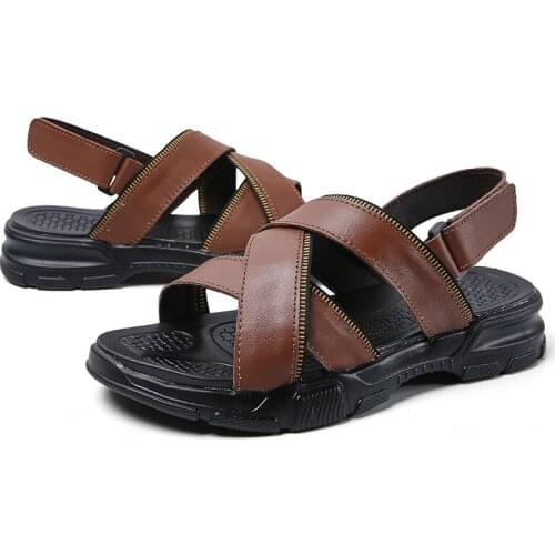 Sandalia sandale big walking couro sandal in sandles rubber homme para praia em genuine large geta casual slip dress homens 39