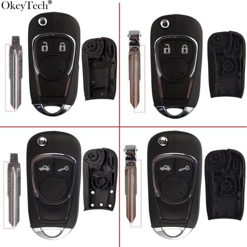 Okeytech Replacement Shell For Chevrolet Love Spark Epica Sail Flip Remote Car Key Shell 2 Buttons With Left/Right Blade Fob