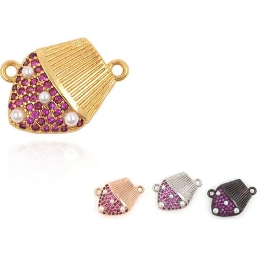 CZ Micro Pavé Connector, Used For Jewelry Making Cake Bracelets, Gold Connecting Buckle Accessories 11x15.6x3.2mm