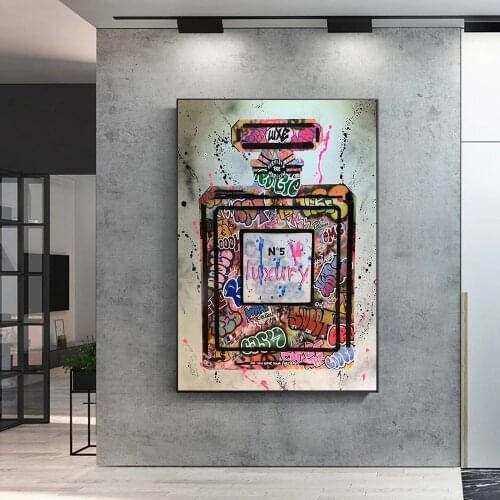 Modern color perfume posters and canvas paintings, street art wall art pictures for home bedroom decoration, frameless