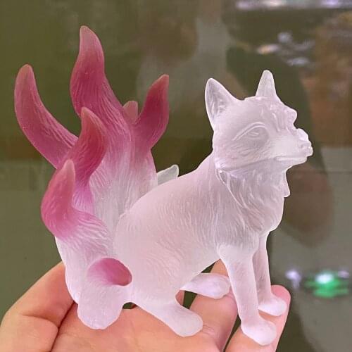 NEW!!!!Coloured Glaze Fired Nine-Tailed Fox Crystal Ornaments