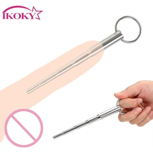IKOKY Catheters Sounds Masturbator Male Chastity Device Penis Plug Stainless Steel Urethral Dilators Sex Toys for Men