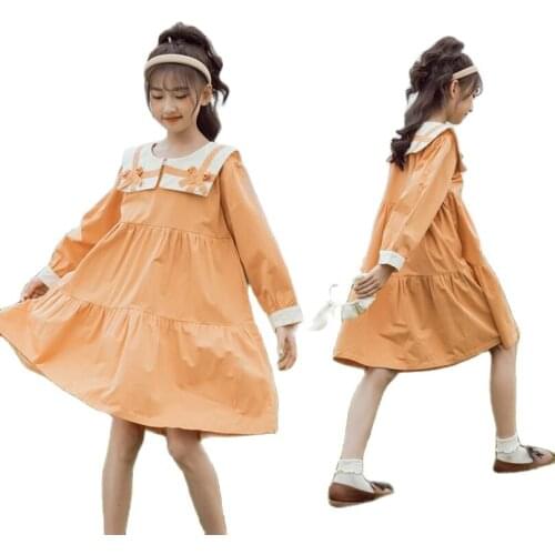 Spring Girls dress 3-13T baby girls cute dress kids solid party deresses children princess clothes knee-length outwear jacket