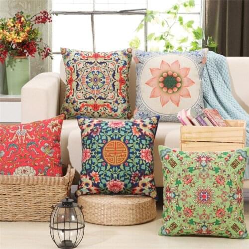 Oriental Cushion Cover Home Decor Chinese Throw Pillow Case Floral Cushion Cover Flower Pillowcase Decorative Pillows For Sofa