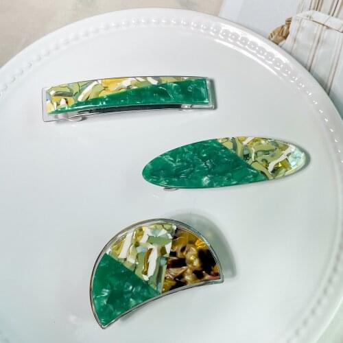 Acetate Sheet Korea Chic Retro Emerald Temperament Hair Clip French Stitching Hair Clip Womens Girl Hair Accessoires