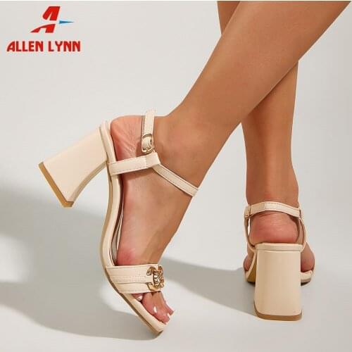 2021 Summer New Fashion womens Sandals Open Square Toe Thick High Heels Sandals Ladies Concise Beach Vacation Shoes