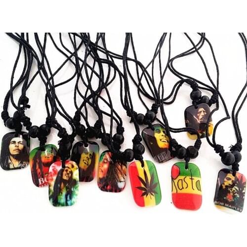 10 pieces Bob Marley resin necklaces mens and womens popular mixed different rasta Jamaica Reggae pendant wholesale lots bulk