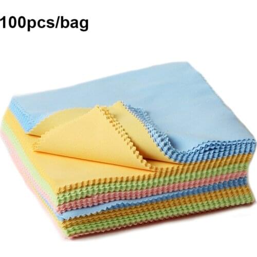 100pc Microfiber Cleaning Glasses Cloths for Delicate Surfaces Lenses Eyeglasses Cell Phone Screens Camera Lenses Jewelry Cleani