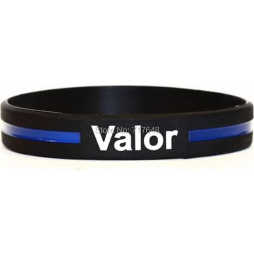 100pcs Valor Thin Blue Line wristband silicone bracelets free shipping by ePacket A