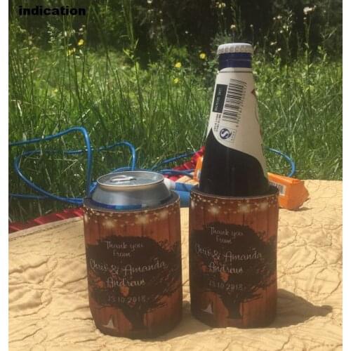 100pcs Sublimated Printed Neoprene Stubby Holders Folded Can Cooler Small Order Insulated Stubby Beer For Food Wine Wedding Gift