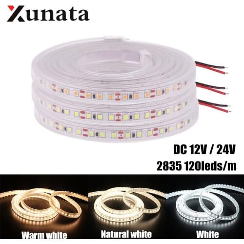DC 12V 24V 2835 LED Strip 120LEDs/m IP67 Waterproof Flexible Tape LED Light Lamp Natural White /Warm White 0.5m 1m -10m