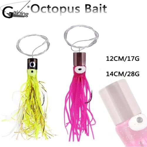 2Pcs Drag Fishing Bait Feather Skirt Sea Fishing Tackle Trolling Squid Skirts Soft Octopus Lures with 100m Nylon Lines