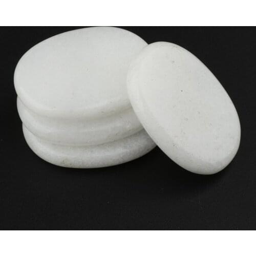 4 Pcs Massage Stones Natural Stone Set Hot Spa Rock Stones (3x4CM) White