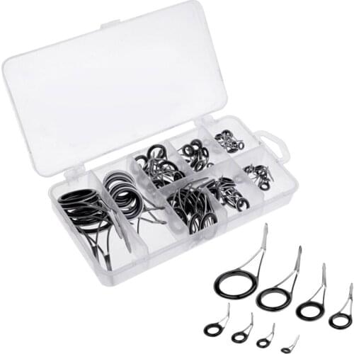70Pcs Fishing Rod Guides Eye Rings Set Tips Repair Kit DIY Building Rod Part