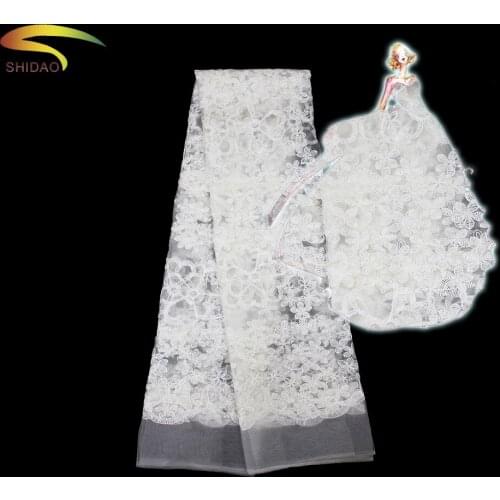 African new fashionable women wedding dress white lace embroidery materials