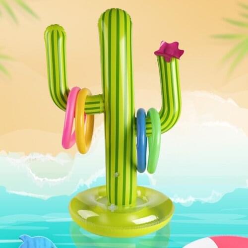 Outdoor Swimming Pool accessories Inflatable Cactus Ring Toss Game Set Floating Pool Toys Beach Party Supplies Dropshipping