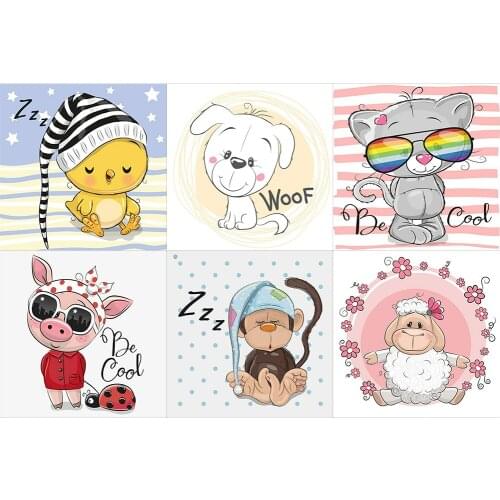 DIY 5D Mosaic Cartoon Animals Full Drill Round Diamond Resin Painting Kit Rhinestone Drawing Room Decor Picture Gift