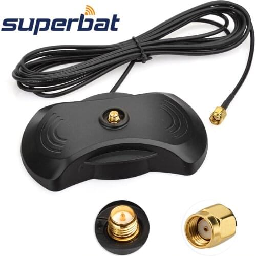 Superbat 2.4GHz WiFi /GSM/3G/4G LTE Antenna Base with RP-SMA Jack Connector Strong Magnetic Antenna Base