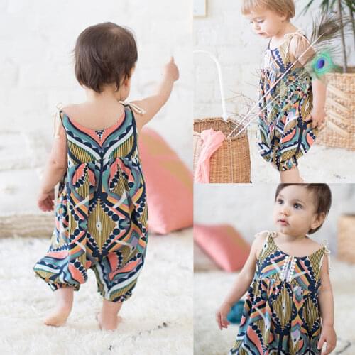 2018 Hot Summer Backless Girls Rompers Floral Newborn Baby Girl Sleeveless Bohemia Romper Summer Infant Girls Clothes