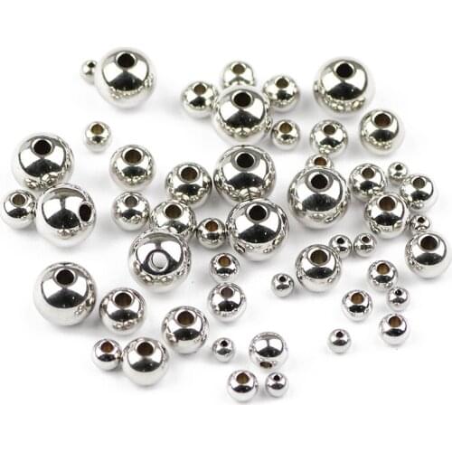 HGKLBB Stainless steel beads Spacer Round ball Metal Loose Beads for Jewelry making 3/4/5/6/8MM bracelet DIY accessories Finding