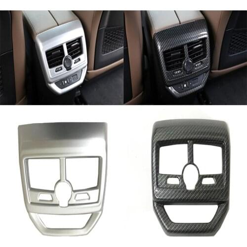 For Peugeot 5008 2017 New ABS Chrome Carbon Fiber Armrest Box Rear Air Vent Outlet Frame Trim Cover Car Styling 1piece